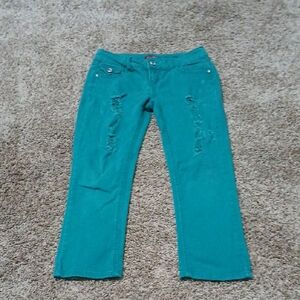 Bongo Teal Distressed Jeans